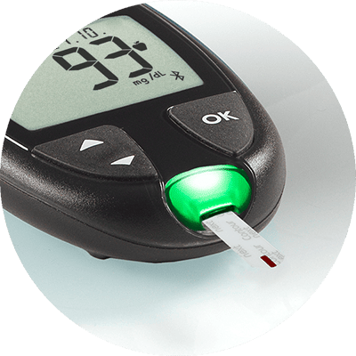 Blood glucose meter showing smartLIGHT